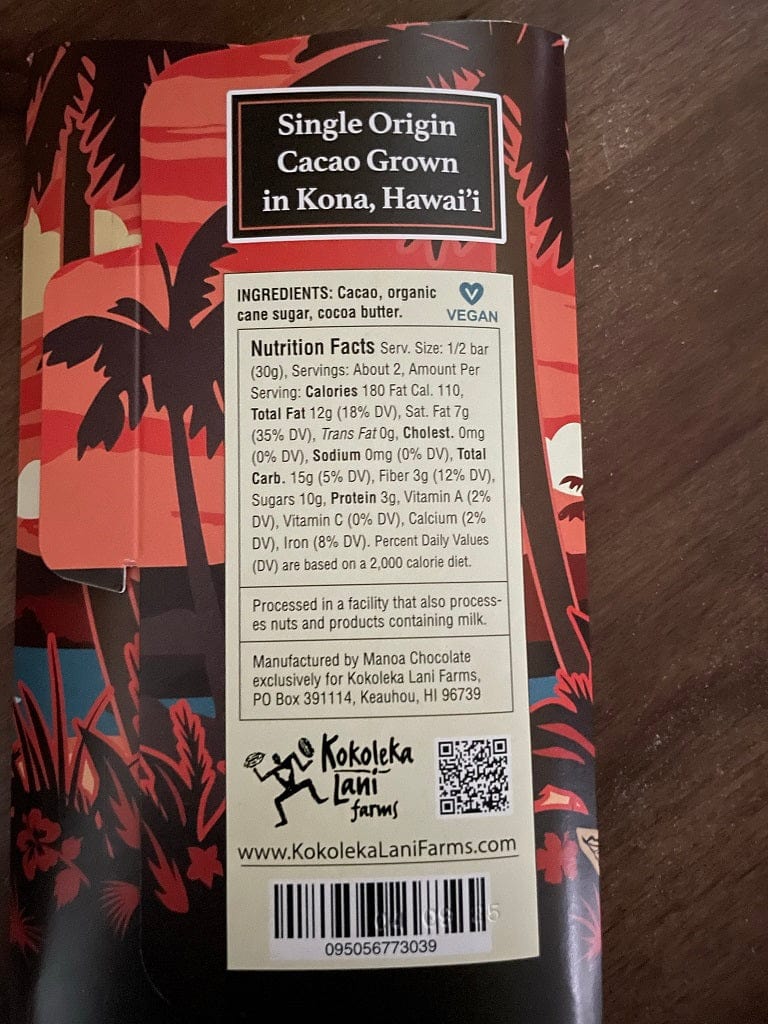 hawaiian chocolate bar ingredients