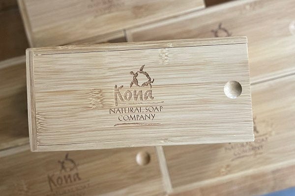 natural bamboo gift box with a variety of soap