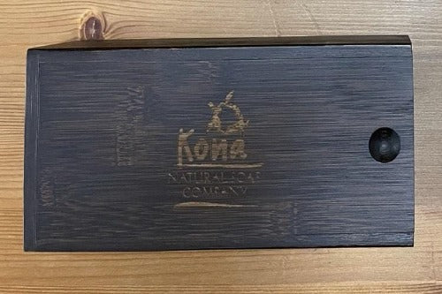 Custom bamboo gift box with 6 soap bars and engraved turtle logo