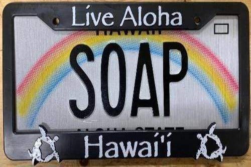 aloha license plate frame with hawaiian sea turtle