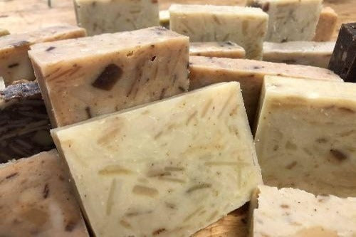 Sustainable soap remnants in mixed scents and colors from soap cuttings from Kona Natural Soap