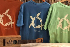 hawaiian sea turtle t shirt.  turtle or honu logo in the center.  different colors available.
